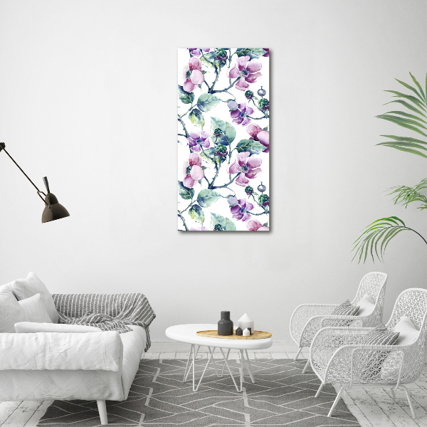 Quadro vetro acrilico verticale Fiori di mora