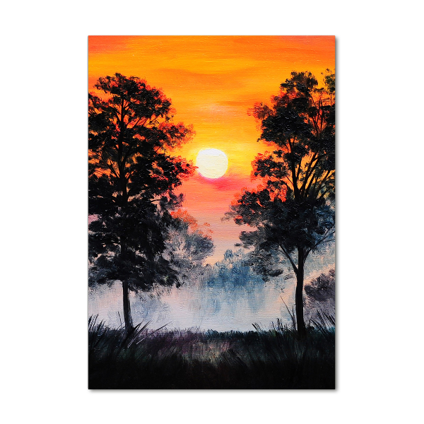 Quadro in vetro acrilico verticale Foresta del tramonto