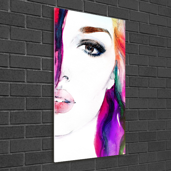 Quadro acrilico verticale Donna astratta