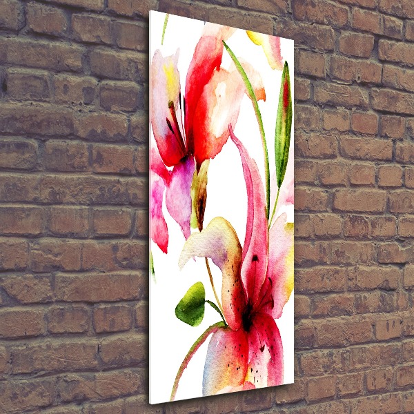 Quadro in vetro acrilico verticale Fiori di giglio