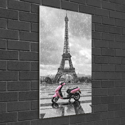 Quadro vetro acrilico verticale Monopattino della Torre Eiffel