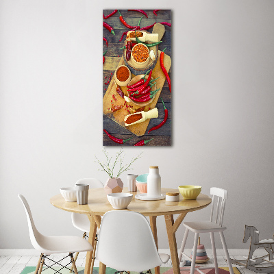 Quadro in vetro acrilico verticale Peperoncini
