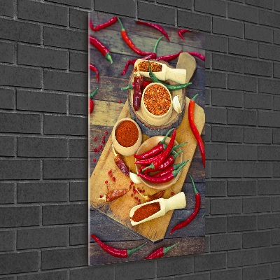 Quadro in vetro acrilico verticale Peperoncini