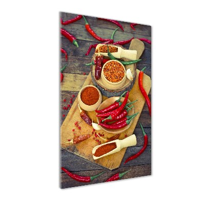 Quadro in vetro acrilico verticale Peperoncini