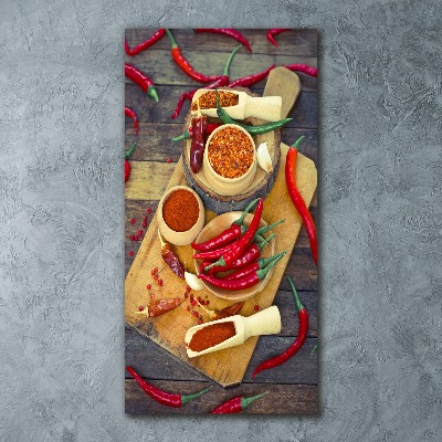 Quadro in vetro acrilico verticale Peperoncini