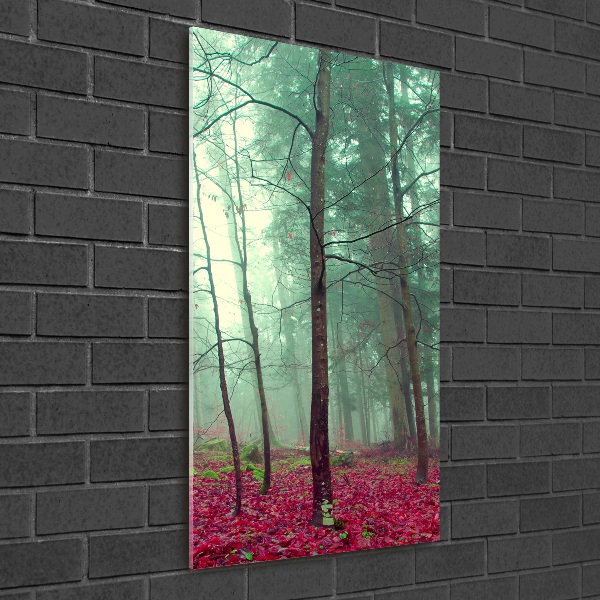 Quadro stampa su vetro acrilico verticale Foresta in autunno