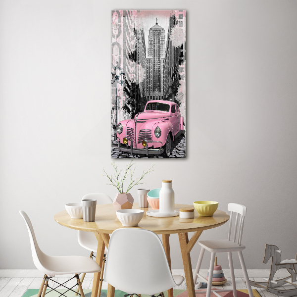 Quadro stampa su vetro acrilico verticale Auto rosa