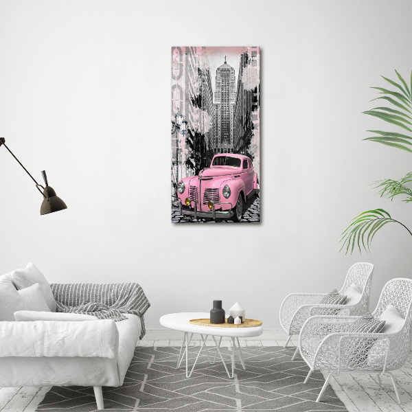 Quadro stampa su vetro acrilico verticale Auto rosa