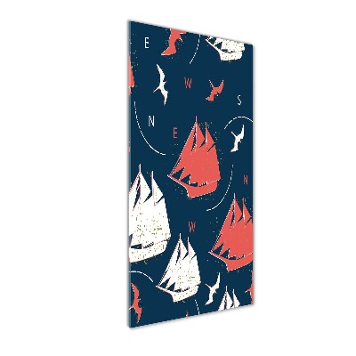 Quadro acrilico verticale Navi uccelli marini