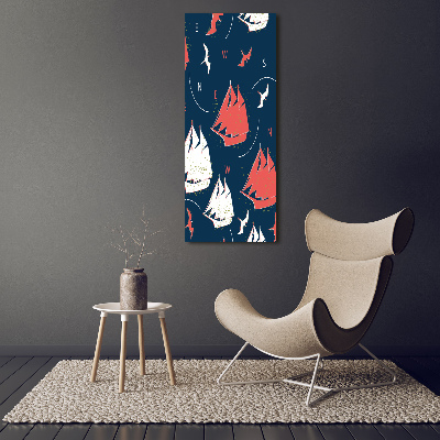 Quadro acrilico verticale Navi uccelli marini