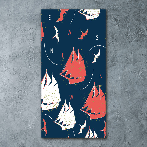 Quadro acrilico verticale Navi uccelli marini