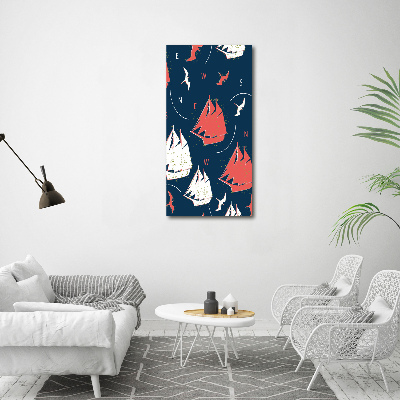 Quadro acrilico verticale Navi uccelli marini