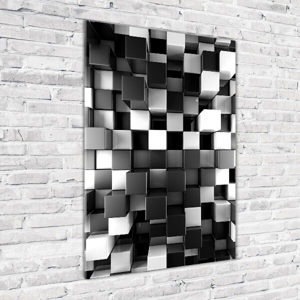 Quadro vetro acrilico verticale Astrazione cubica
