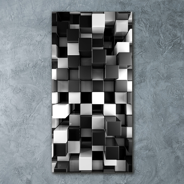 Quadro vetro acrilico verticale Astrazione cubica