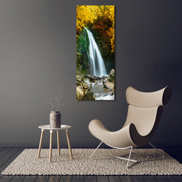 Quadro in vetro acrilico verticale Cascata nella foresta