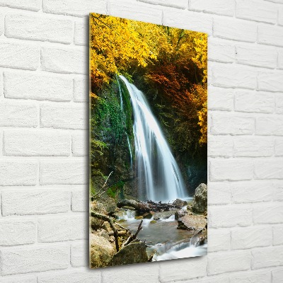 Quadro in vetro acrilico verticale Cascata nella foresta