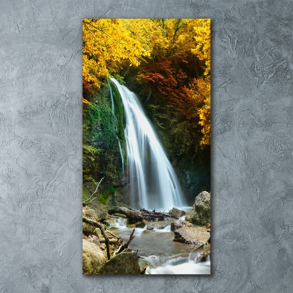 Quadro in vetro acrilico verticale Cascata nella foresta