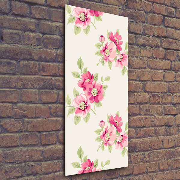 Quadro vetro acrilico verticale Fiori rosa