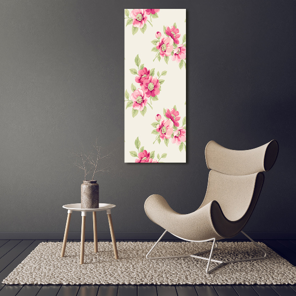 Quadro vetro acrilico verticale Fiori rosa