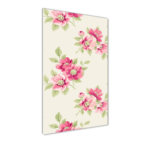 Quadro vetro acrilico verticale Fiori rosa
