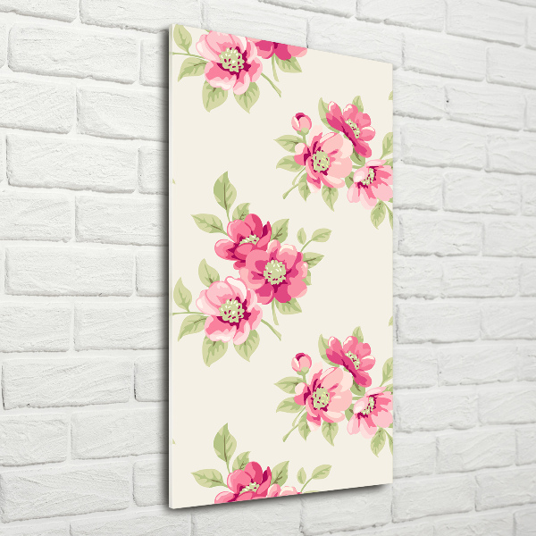 Quadro vetro acrilico verticale Fiori rosa