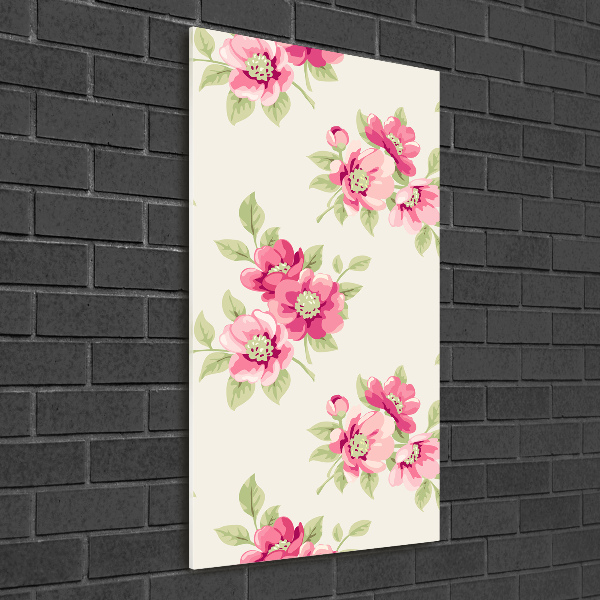 Quadro vetro acrilico verticale Fiori rosa
