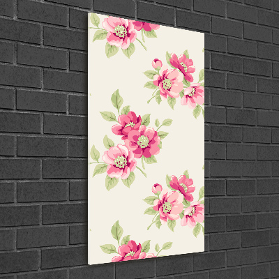 Quadro vetro acrilico verticale Fiori rosa