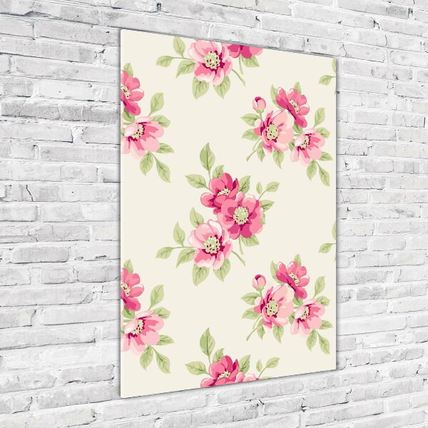 Quadro vetro acrilico verticale Fiori rosa