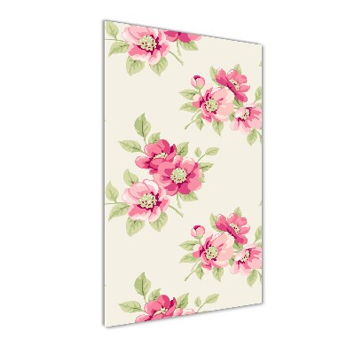 Quadro vetro acrilico verticale Fiori rosa