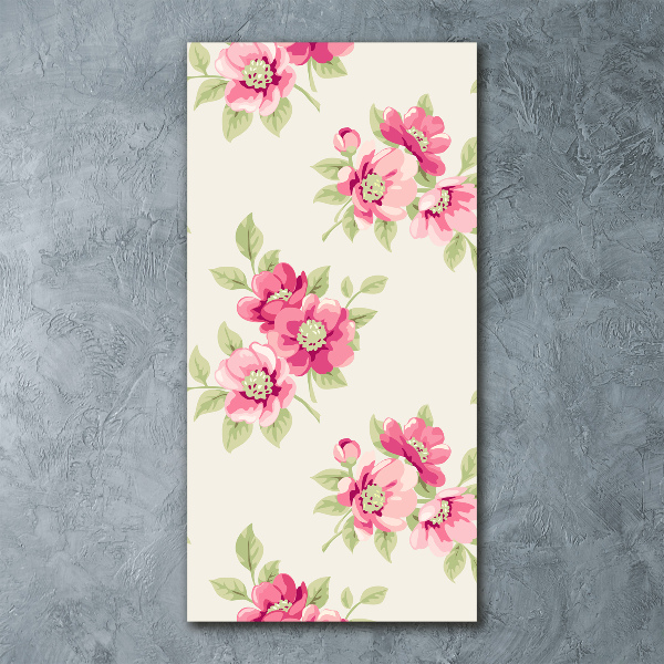 Quadro vetro acrilico verticale Fiori rosa