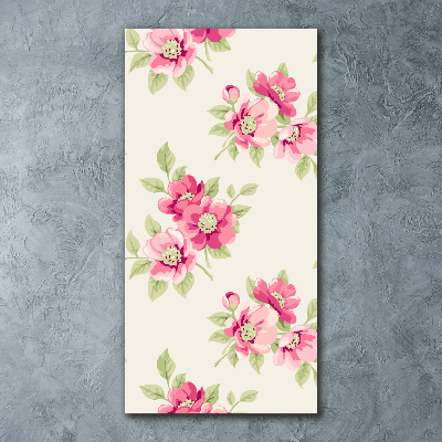 Quadro vetro acrilico verticale Fiori rosa