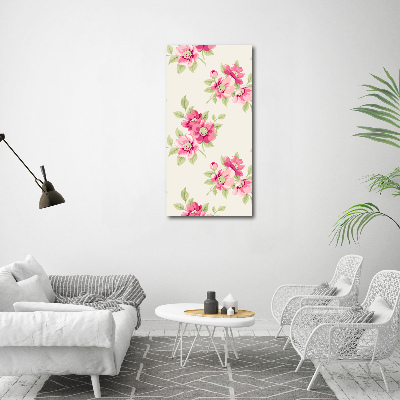 Quadro vetro acrilico verticale Fiori rosa