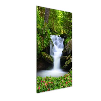 Quadro in vetro acrilico verticale Cascata nella foresta