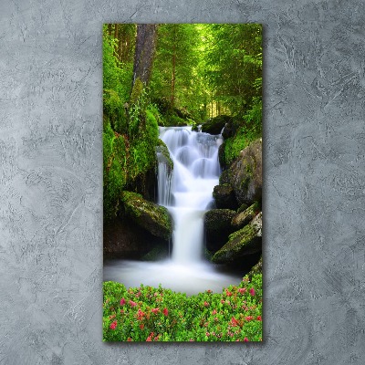 Quadro in vetro acrilico verticale Cascata nella foresta