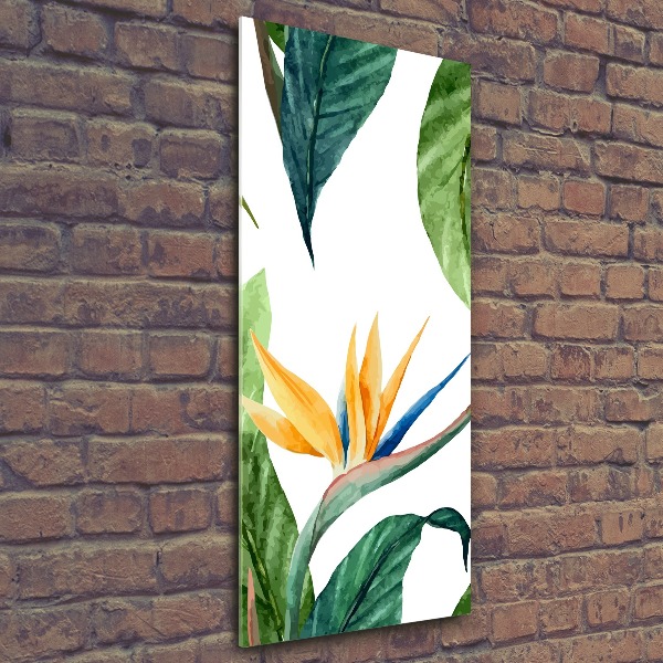 Quadro in vetro acrilico verticale Strelitzia reginae