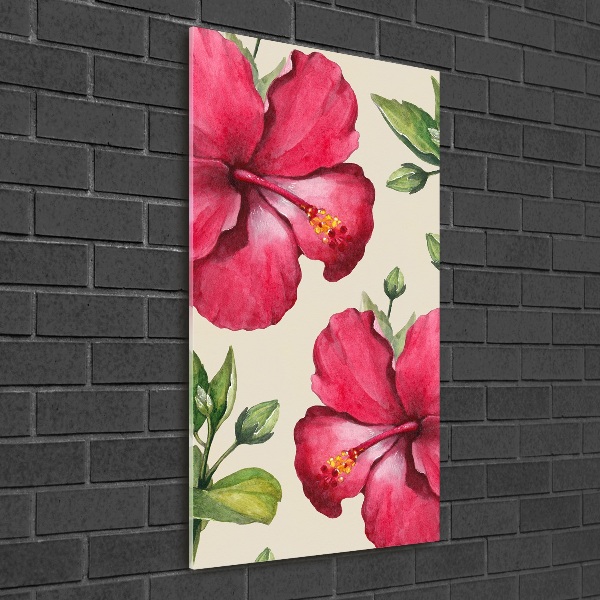 Quadro acrilico verticale Fiori hawaiani