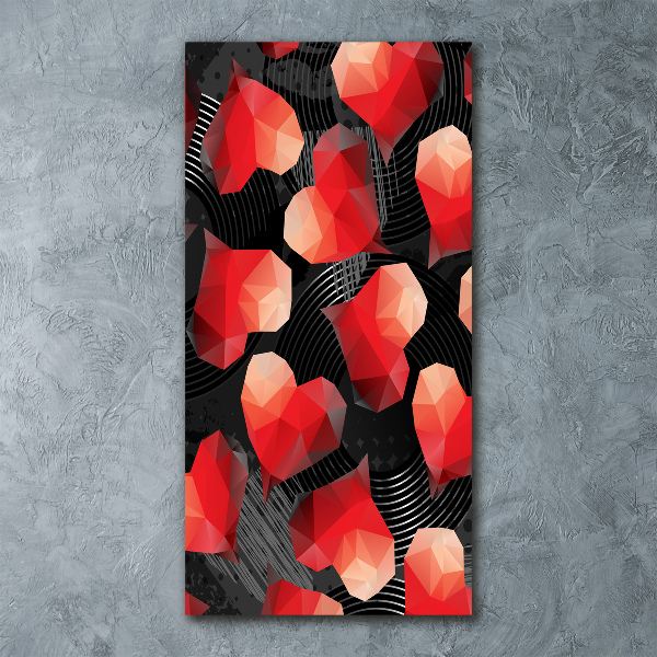 Quadro acrilico verticale Cuori geometrici