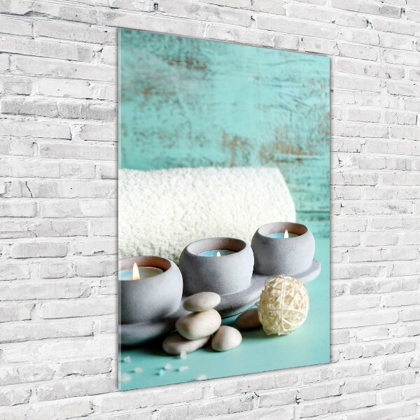 Quadro stampa su vetro acrilico verticale Candele