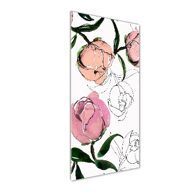 Quadro vetro acrilico verticale Peonie