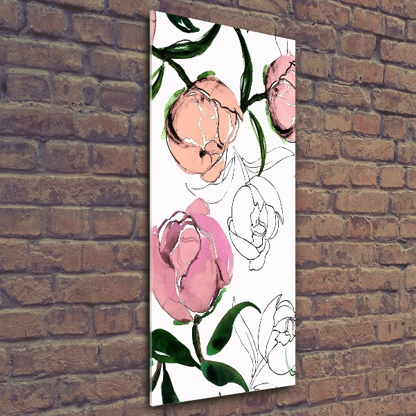 Quadro vetro acrilico verticale Peonie