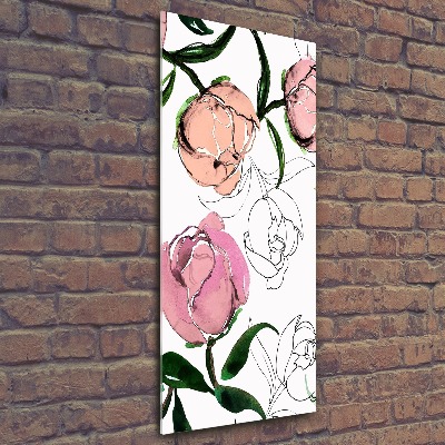 Quadro vetro acrilico verticale Peonie