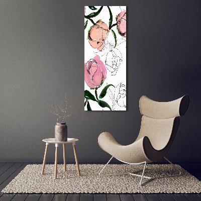 Quadro vetro acrilico verticale Peonie