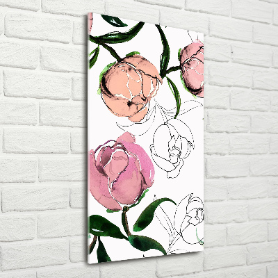 Quadro vetro acrilico verticale Peonie