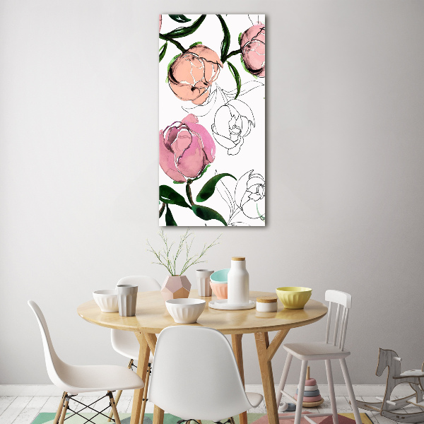 Quadro vetro acrilico verticale Peonie