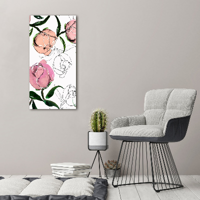 Quadro vetro acrilico verticale Peonie