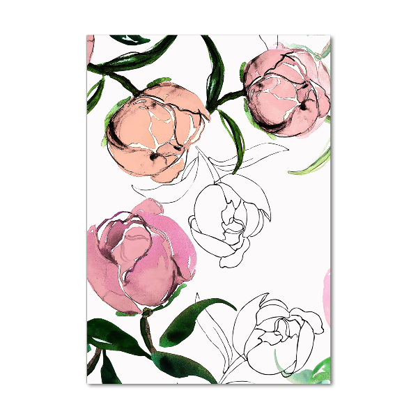 Quadro vetro acrilico verticale Peonie