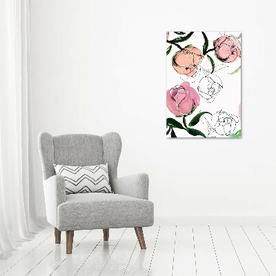 Quadro vetro acrilico verticale Peonie