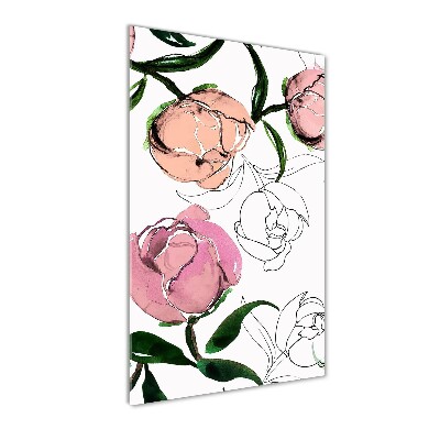 Quadro vetro acrilico verticale Peonie