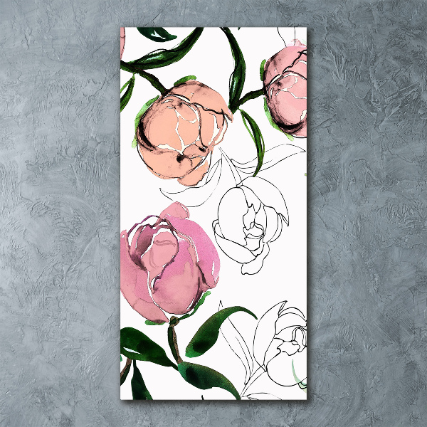 Quadro vetro acrilico verticale Peonie