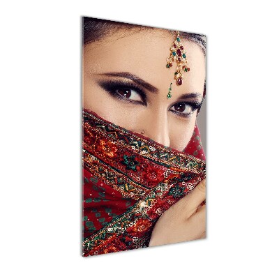 Quadro acrilico verticale Donna indiana